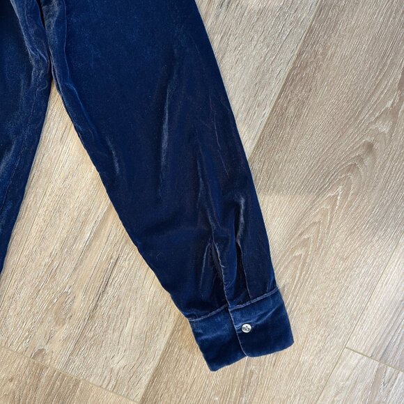 GAP Navy Velvet Boyfriend Shirt Size Medium - Picture 5 of 7